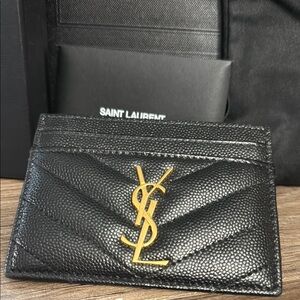 YSL Cassandre Matelasse Card Case in Grain De Poudre Embossed Leather